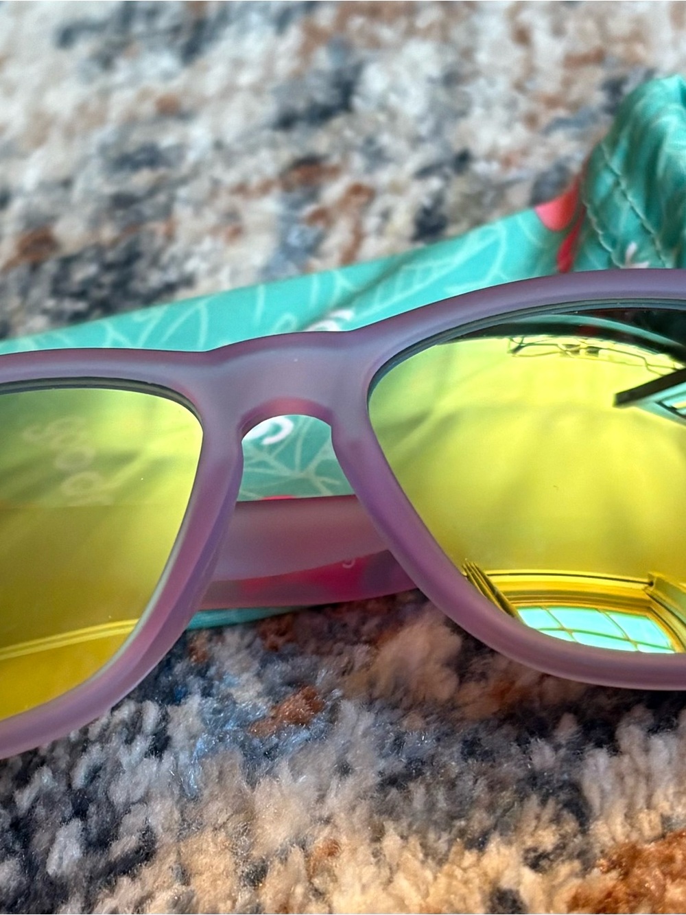 Purple Frame Sunglasses with Yellow Mirrored Lenses